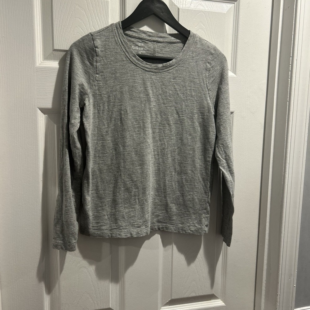 J.Crew Girlfriend Tee Women's XS Heather Grey Long Sleeve 100% Cotton Shirt
